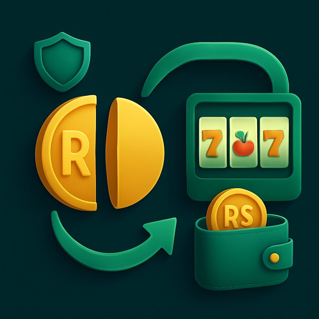 Moeda dividida entre apostas em slot e retorno para carteira com seta curva, ilustrando o que é cashback em cassinos.