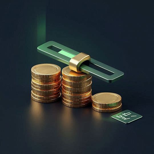 Controle deslizante sobre uma pilha de moedas em diferentes alturas com ícone de checklist, representando gestão de banca e escolha do valor de depósito.