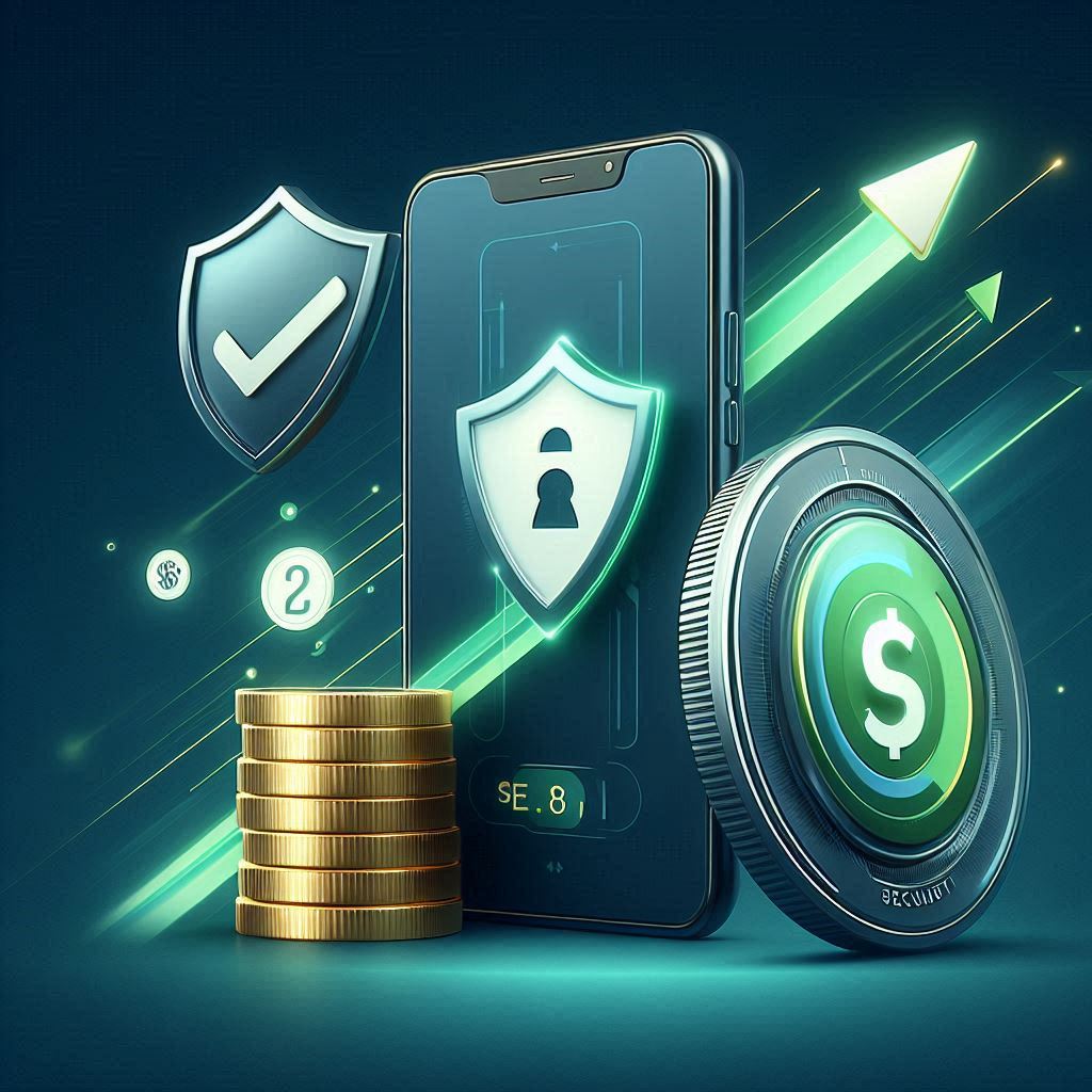 Seta de rapidez, escudo de segurança e moeda em BRL ligados a um celular com Pix, mostrando as vantagens de usar Pix em cassinos online.